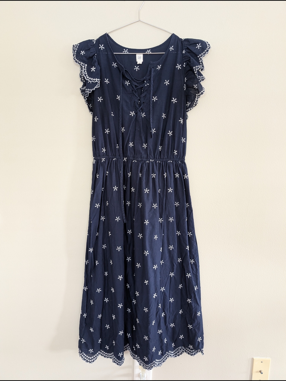 GAP Navy Dress with White Embroidery Size S